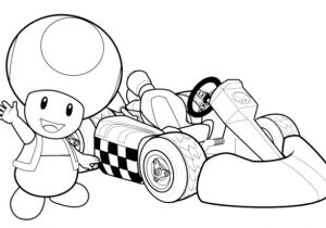Coloriage toad Gratuit Coloriage Dessin toad Et Voiture De Course En Couleur