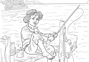 Coloriage tom Sawyer tom Sawyer is Fishing In the Mississippi Coloring Page