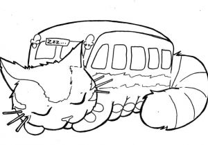 Coloriage totoro Chat Bus totoro Sleeping Catbus Colouring Page totoro