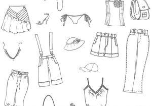 Coloriage Vetement Dessin   Imprimer Des Vªtements Et Accessoires D été Pour Filles