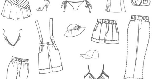 Coloriage Vetement Dessin   Imprimer Des Vªtements Et Accessoires D été Pour Filles
