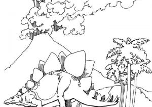 Coloriage Volcan Avec Dinosaure Coloriage Dinosaure Devant Un Volcan En éruption