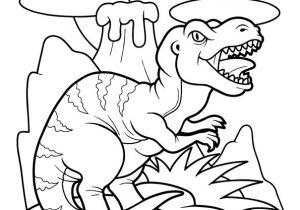 Coloriage Volcan Dinosaure Dessin   Colorier De Dinosaures Un Petit T Rex