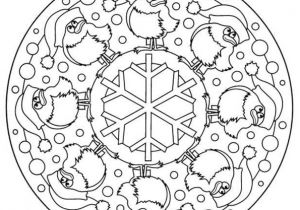 Coloriages De Noel Hugo L Escargot Un Dr´le De Mandala Posé D Oiseaux Et De Flocon De Neige