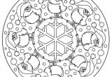 Coloriages Mandalas De Noel Un Dr´le De Mandala Posé D Oiseaux Et De Flocon De Neige