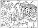 Dessin Coloriage Picasso Dessin D Un Village Africain Perdu Dans La forªt   Colorier