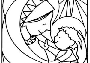 Dessin Couronne De Noel Coloriage Dessin à Colorier D’un Vitrail Montrant Marie Câlinant L