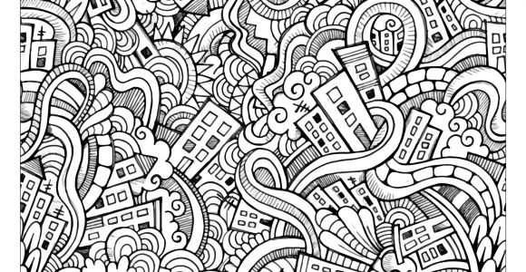 Dessins Gribouillages Et Coloriages Une Incroyable Ville   Colorier Un Doodle Dessiné Avec