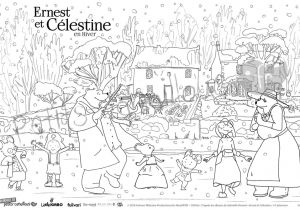 Ernest Et Celestine Coloriage Coloriage Géant Personnalisé Ernest Et Célestine En Hiver – Petits