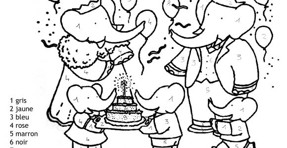 Famille Babar Coloriage Magique Babar Facile Coloriage Magique Coloriages Pour Enfants