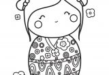 Goutte D Eau Coloriage Dessin   Colorier D Une Poupée Kokeshi Avec Fleurs Géométriques