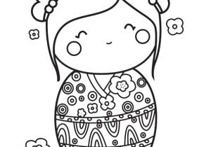 Goutte D Eau Coloriage Dessin   Colorier D Une Poupée Kokeshi Avec Fleurs Géométriques
