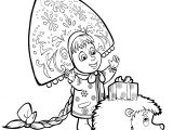 Jeux De Coloriage Masha Et Michka Coloriage Masha Et Michka Offre Un Cadeau A Hedgehog Jecolorie