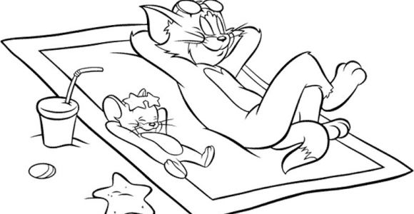 Jeux De Coloriage tom Et Jerry Coloriage tom Et Jerry A La Plage Dessin