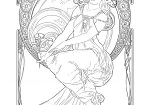 Les Grands Classiques Art Déco 100 Coloriages Anti Stress Alphonse Mucha Line Art Painting by B Alphonse Mucha B Coloring