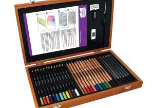 Malette De Coloriage En Bois Coffret Bois Techniques Du Dessin Cultura