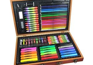 Malette De Coloriage En Bois Coffret Mallette Artiste Bois Dessin Crayons Pastel Peinture