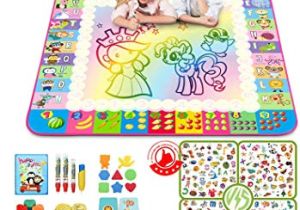 Tapis De Coloriage Aqua Magique Sunyjoy 2 En 1 Tapis Aquadoodle 100 X 100 Cm Grand Tapis De Dessin Eau Enfant Jeu De Puzzle Tapis Doodle Avec 16 Accessoires Jouets éducatifs Pour